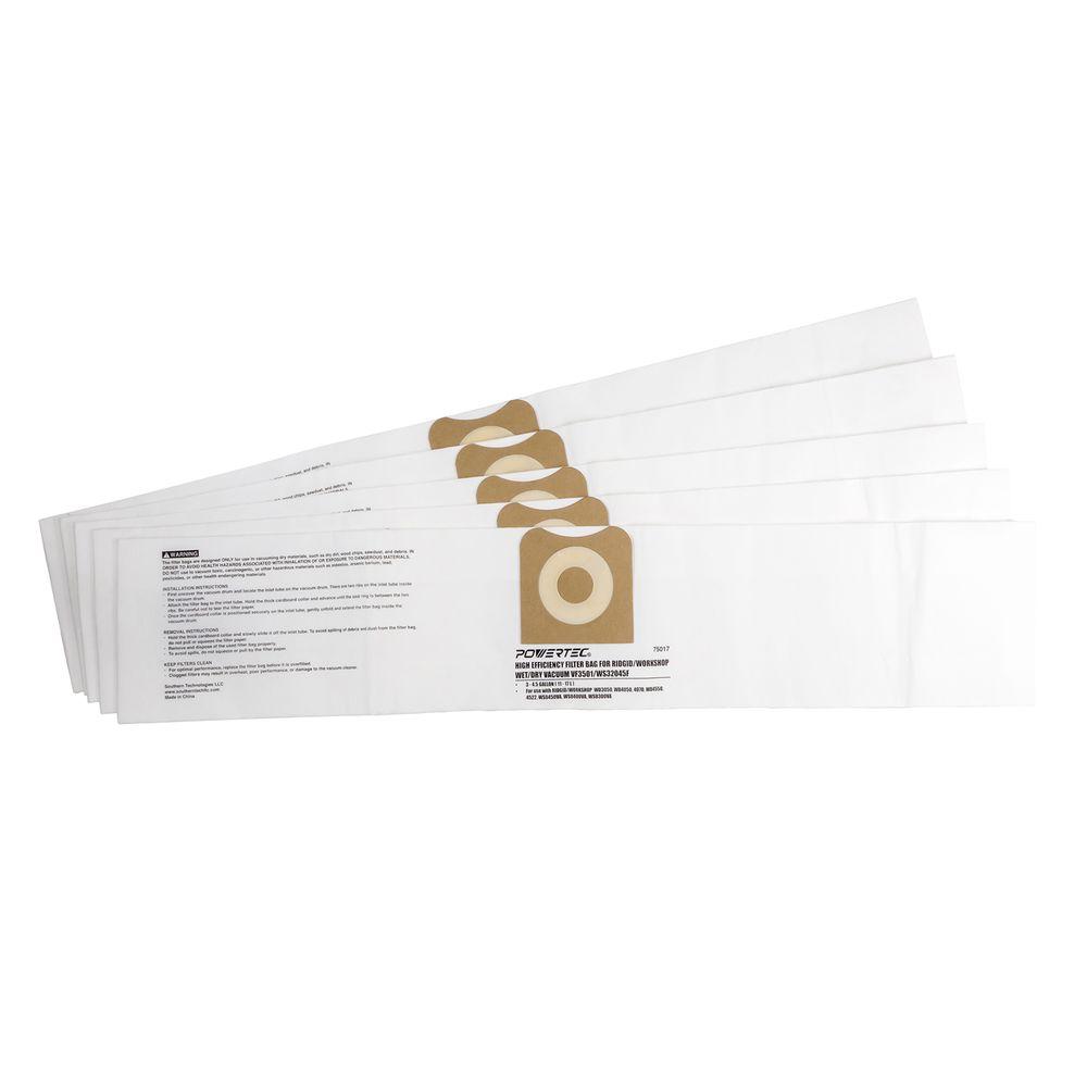 POWERTEC 3 Gal. to 4.5 Gal. High Efficiency Filter Bags for Ridgid and Workshop... by POWERTEC