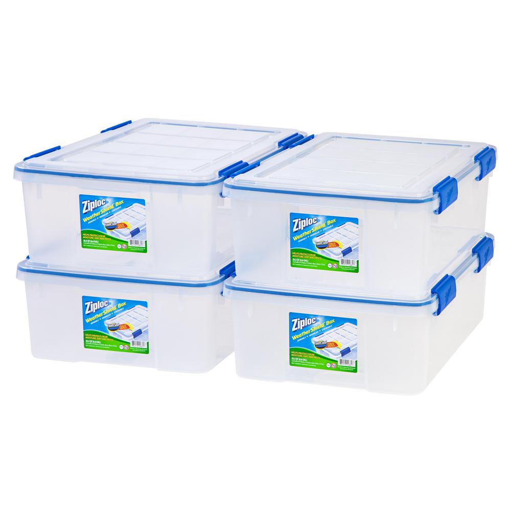 Iris 26 5 Qt Ziploc Weather Shield Storage Box In Clear Pack Of 4 Iris 26 5 Qt Ziploc Weather Shield Storage Box In Clear Pack Of 4