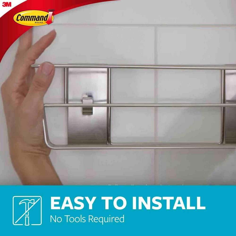 Command Satin Nickel Shower Caddy 1 Shower Caddy 4 Adhesive Strips Bath31 Sn Es The Home Depot