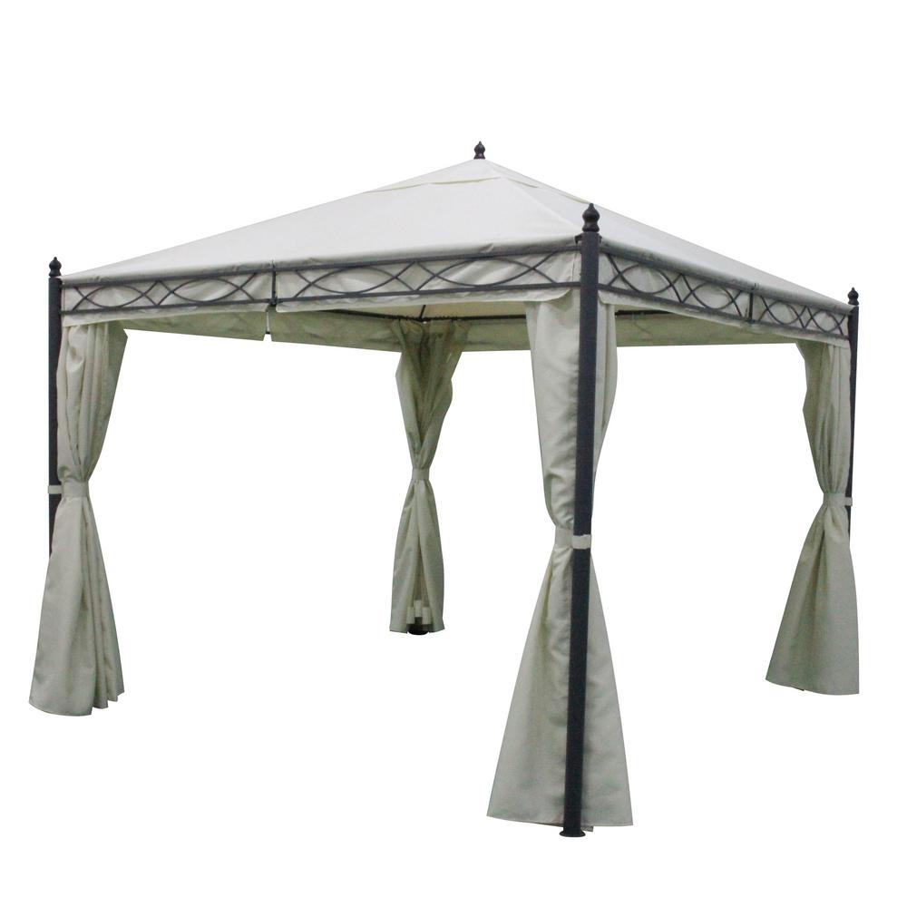 Le House 9 75 Ft Dark Gray Steel Canopy Gazebo With Dark Gray Steel Canopy Gazebo With Water Resistant Fabric Curtains