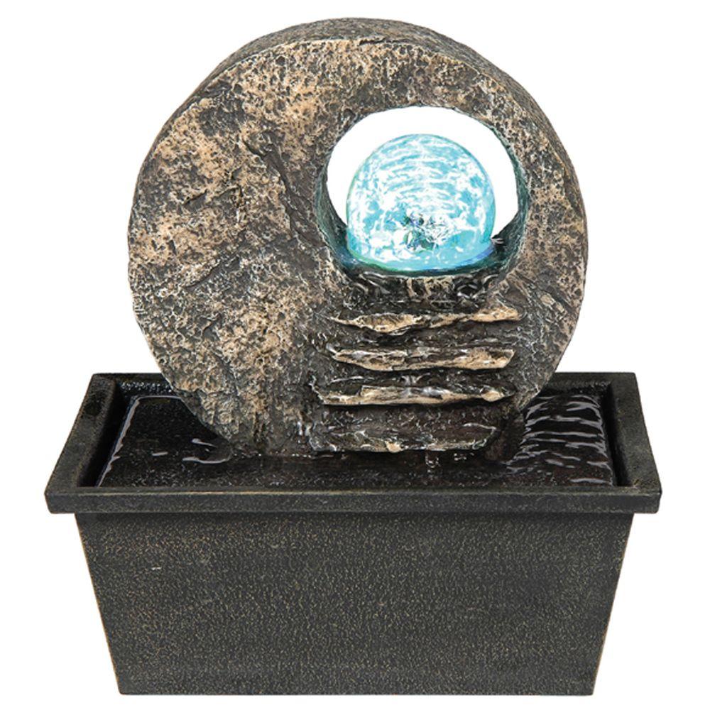 ORE International 8.5 in. Brown Table Fountain with LED Light-K328 ... ORE International 8.5 in. Brown Table Fountain with LED Light-K328 ...