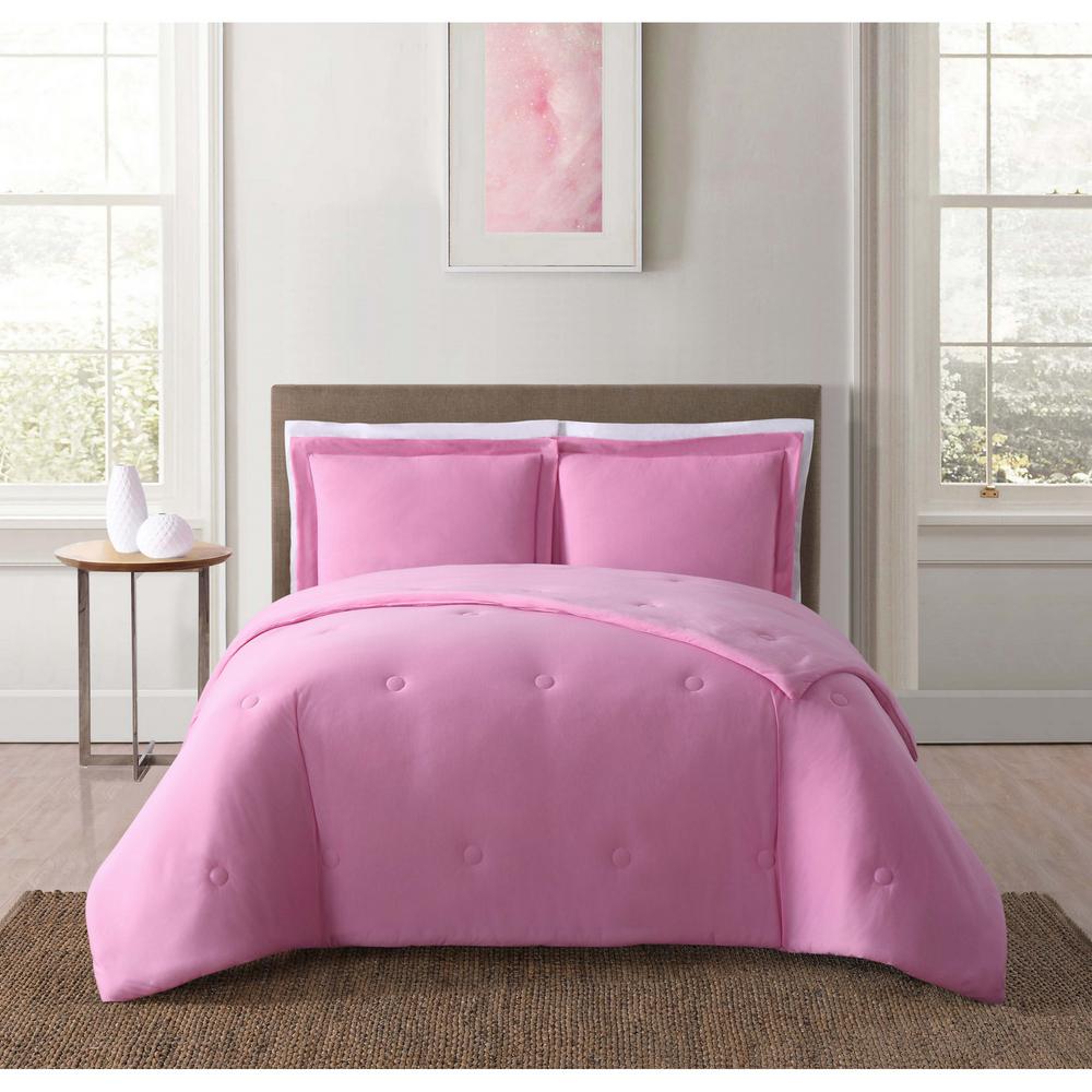 Pink Comforters Comforter Sets Bedding Bath The Home Depot Everyday Solid Jersey Pink Full Queen Comforter Set With 2 Shams