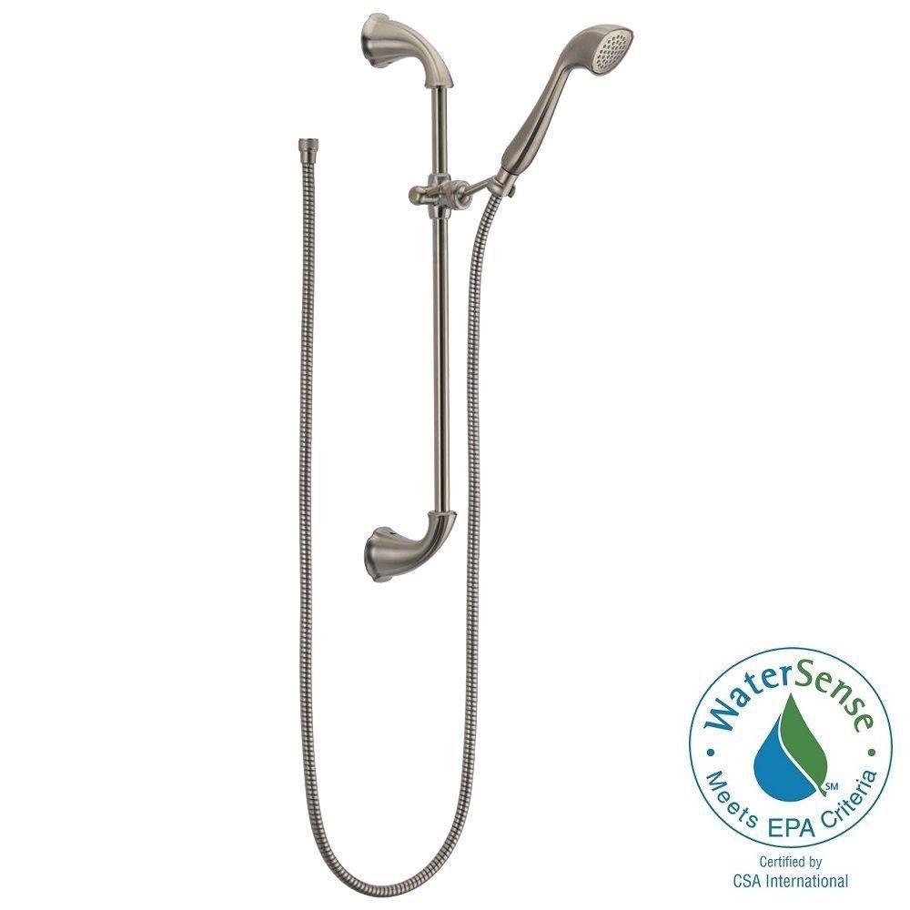 Delta Slide Bar Hand Shower 1Spray Stainless FullBody 1.75 GPM 82 in
