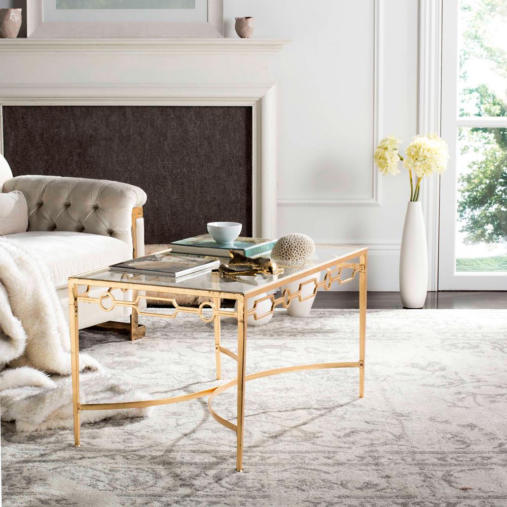 Safavieh Lura Gl And Gold Leaf Retro Coffee Table Fox2602a The Safavieh Lura Gl And Gold Leaf Retro Coffee Table