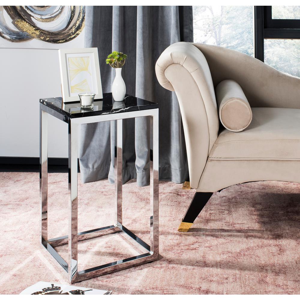 Safavieh Leah Black Marble And Chrome Side Table Acc6202b