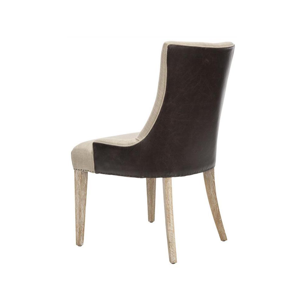 Clearance Special Values Fabric Dining Chairs Kitchen Becca Linen And Black Leather Dining Chair Set Of 2