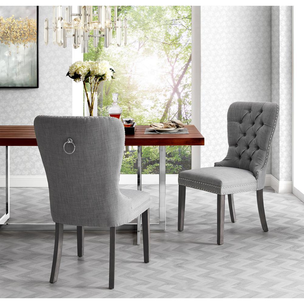 Inspired Home Nevaeh Light Grey Linen Ring Handle Nailhead