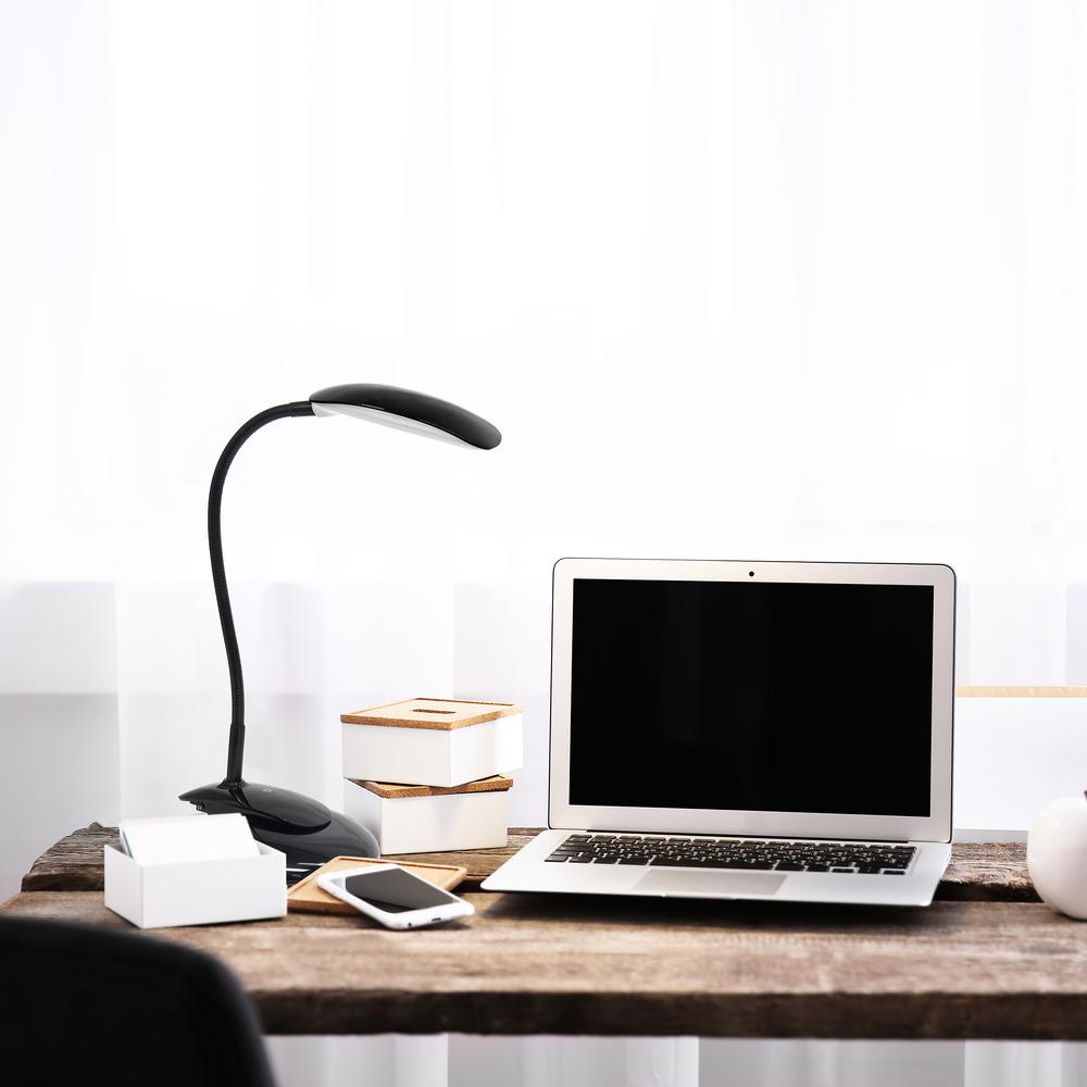 Simple Designs 21 5 In Rounded Black Flexi Led Clip Light Desk