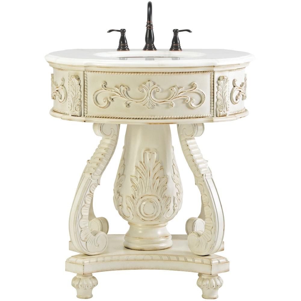 Home Decorators Collection Chelsea 31 In W Bath Vanity In Antique White With Marble Vanity Top In White And Pedestal Sink 12102 Vs31j Aw The Home Depot