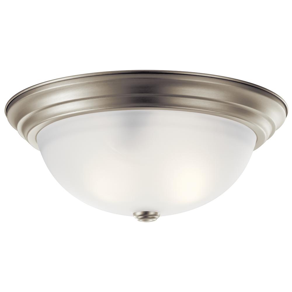 KICHLER Ceiling Space 15.25 in. 3-Light Brushed Nickel Flush Mount ...