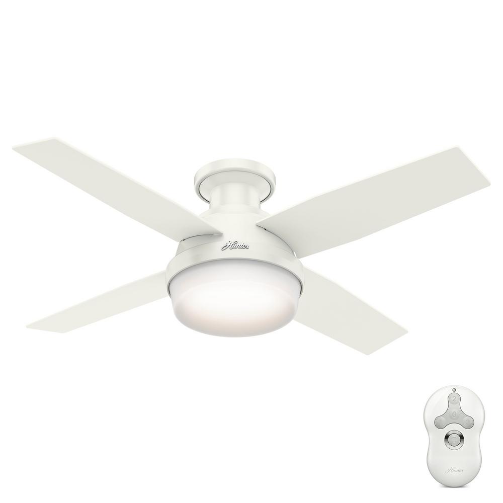 Hunter Dempsey 44 in. Low Profile LED Indoor Fresh White Ceiling Fan with Universal Remote-59244 - The Home Depot