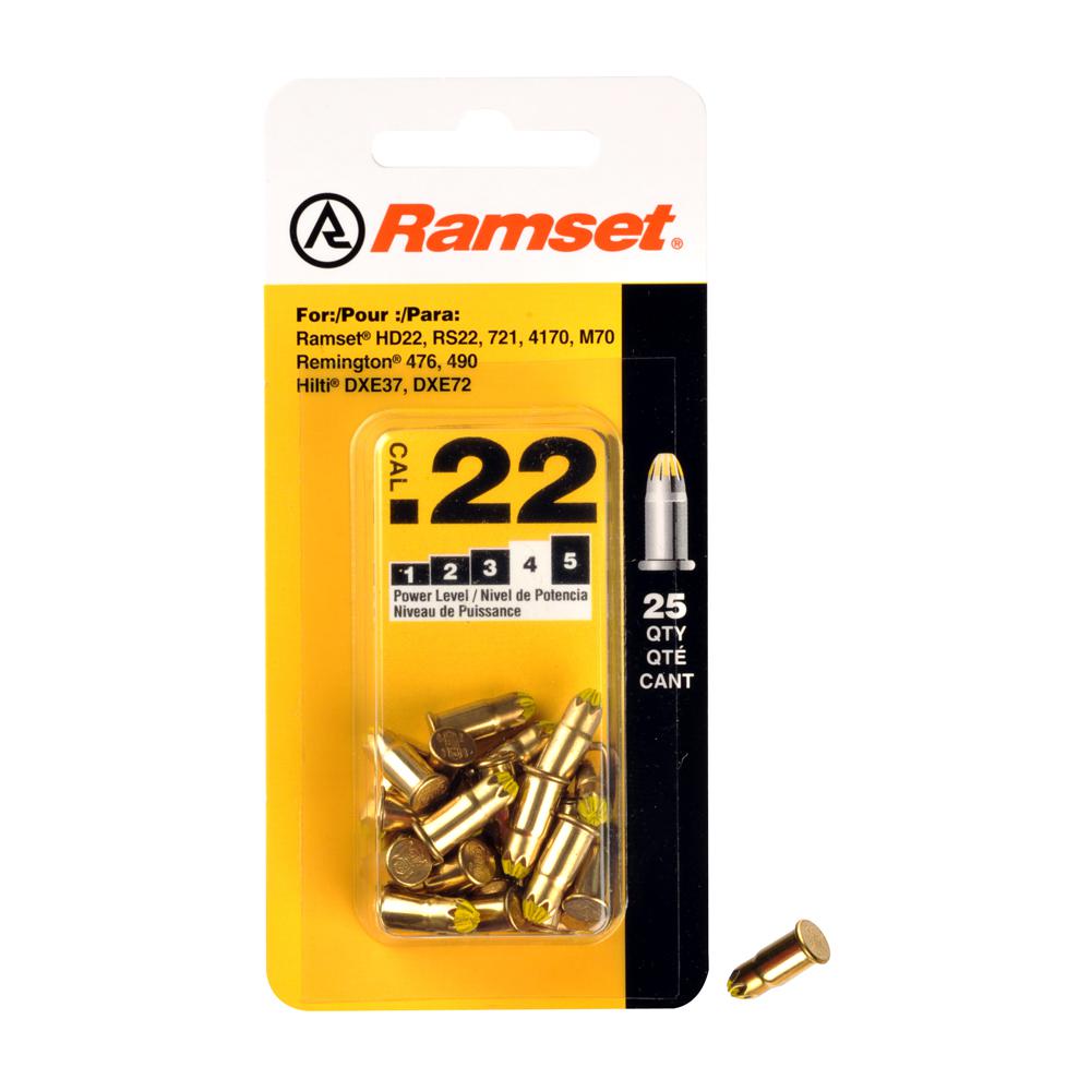 Ramset Ammo - Ramset 0 22 Caliber Yellow Single Shot Powder Loads 25 Pack 50077 The Home Depot