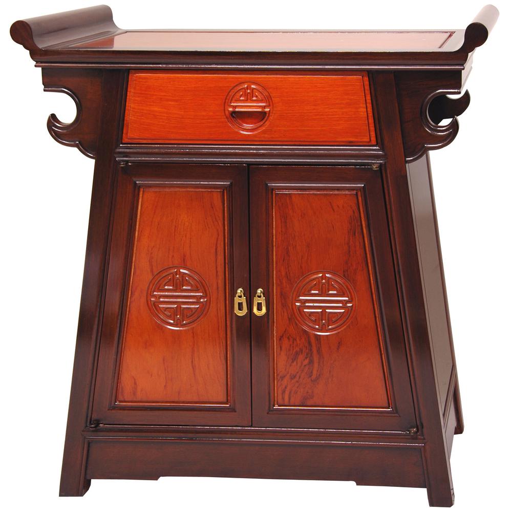 Oriental Furniture Altar Brown End TableSTPJ1102 The Home Depot