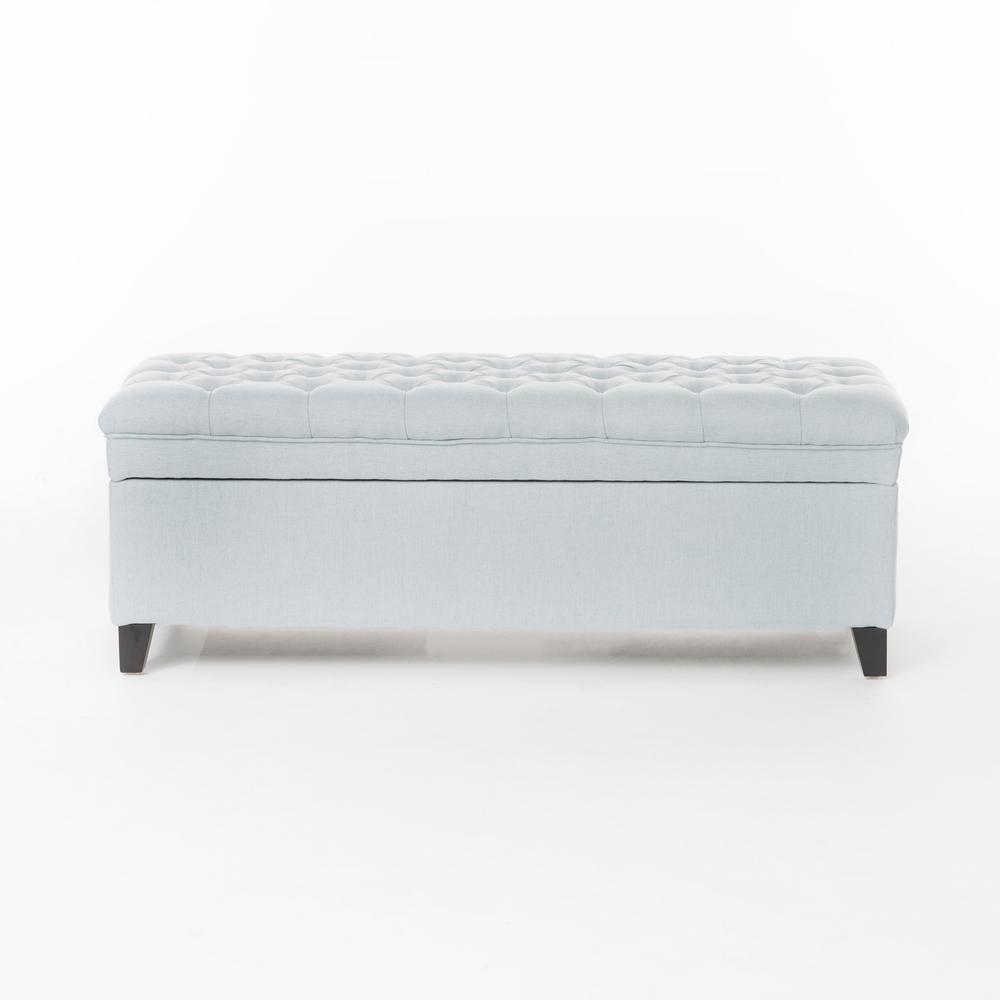 Noble House Juliana Light Sky Blue Fabric Storage Bench299136 The Home Depot