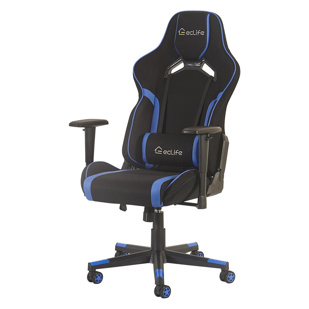 Corliving Grey And Blue High Back Ergonomic Office Gaming Chair With Height Adjustable Arms Lof 832 G The Home Depot