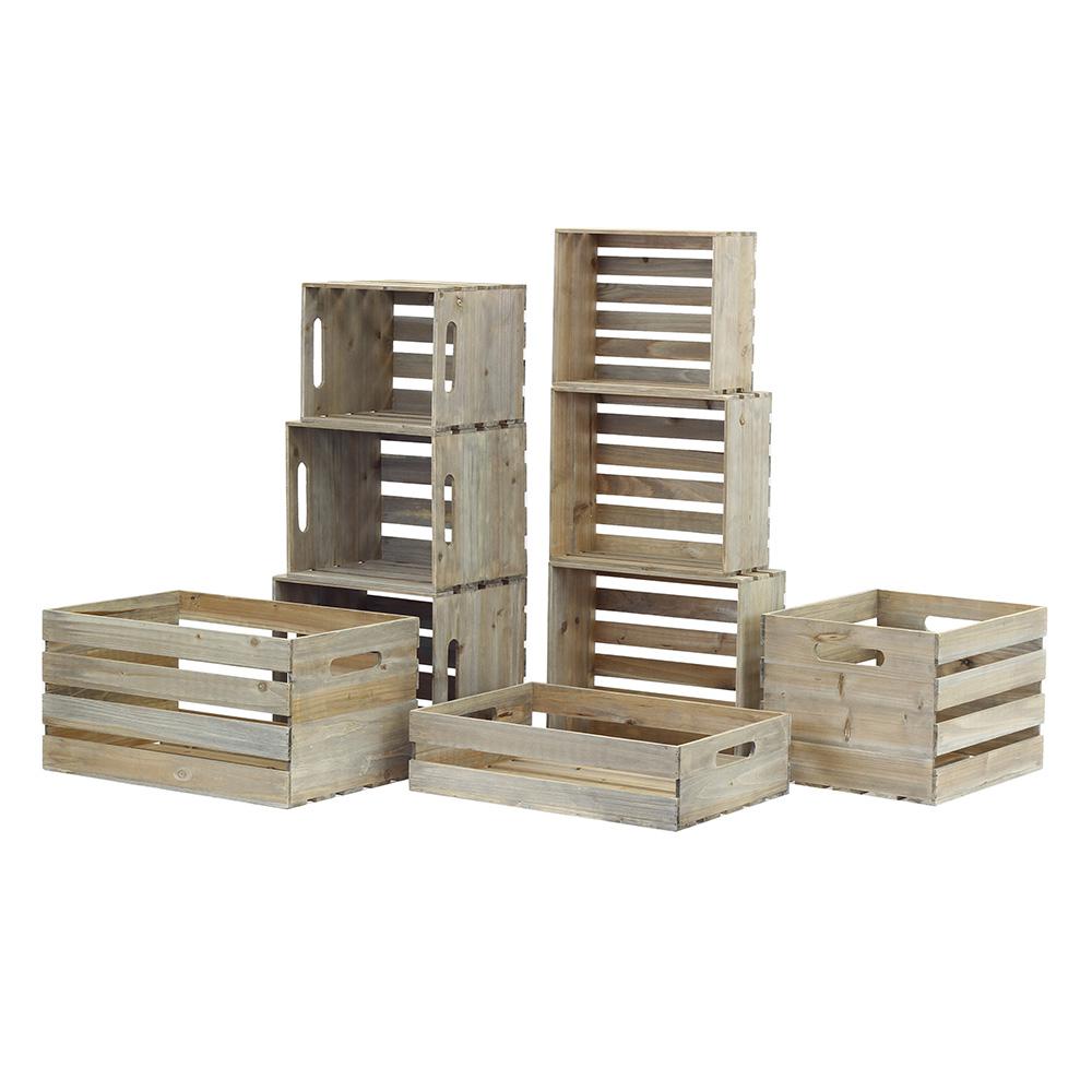 Crate and Pallet Nested Wood Crate Set in Weathered Gray (9Pack)69005