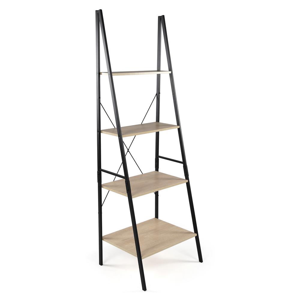 Good Jupiter 70 9 In Black Gray Metal 4 Shelf Ladder Bookcase With Open Back Gj480 The Home Depot