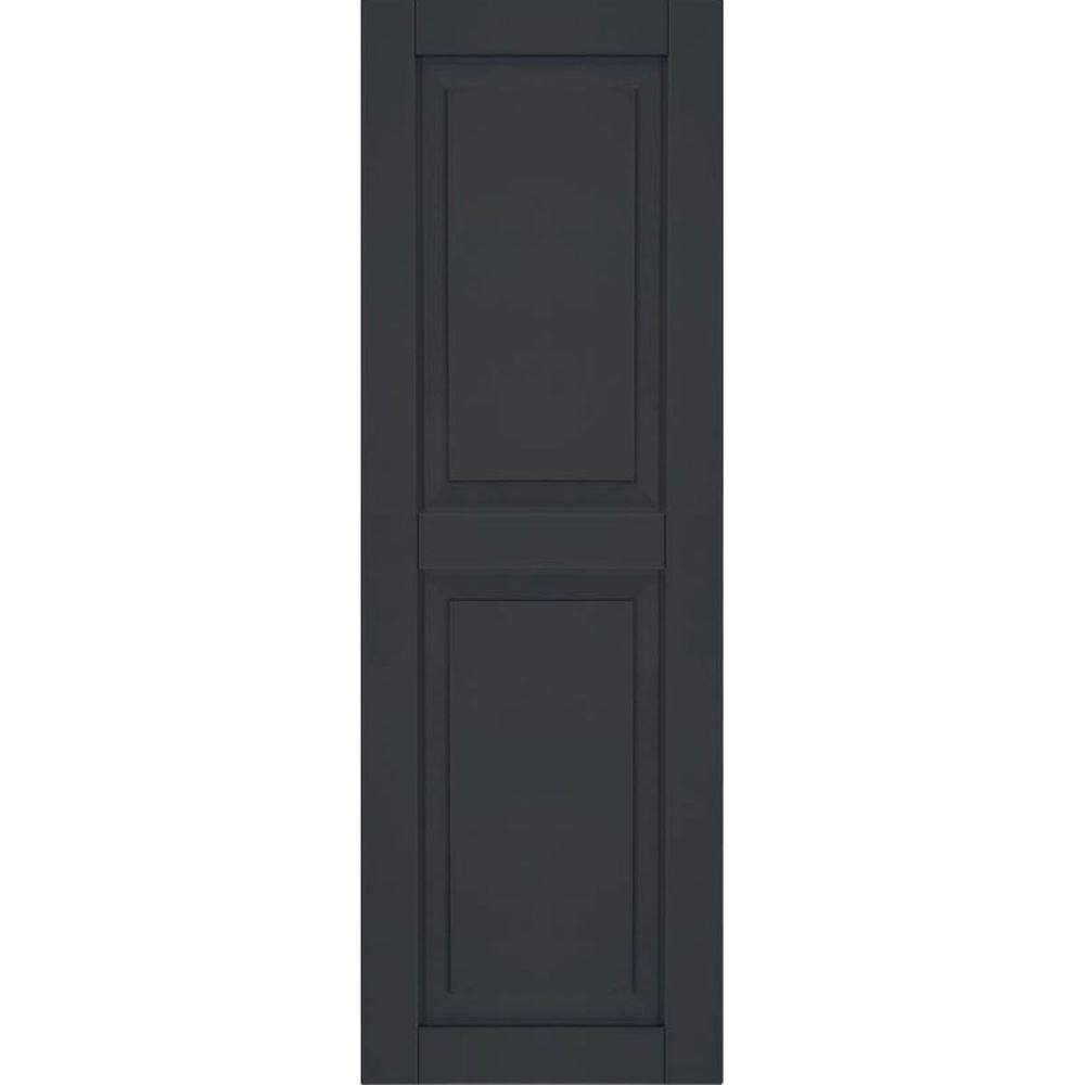 Ekena Millwork 15 in. x 72 in. Exterior Composite Wood Raised Panel Shutters Pair Black
