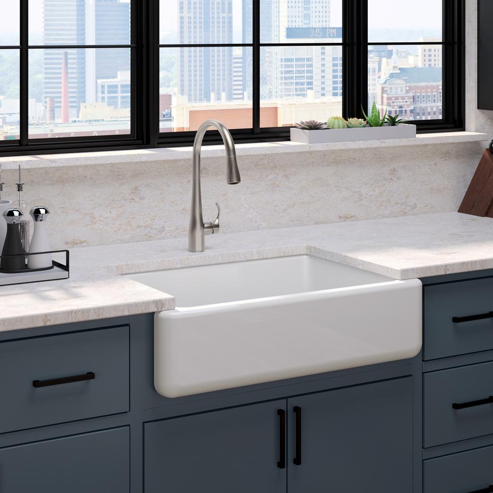 KOHLER White Haven Undermount Cast Iron 32.6875 in. Single ...