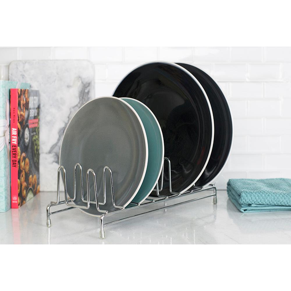 8 Slot Chrome Plated Steel Free Standing Plate Rack With Non Skid