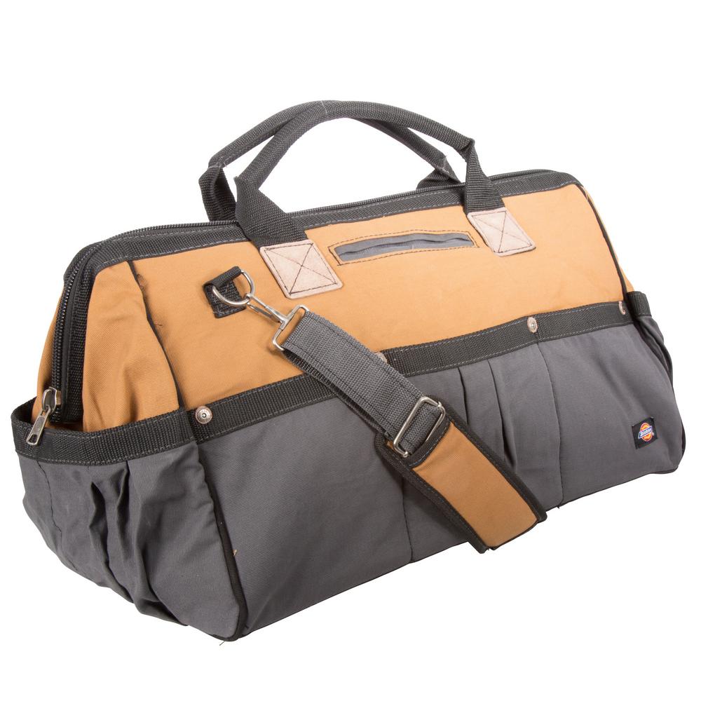 Dickies 20 in. Soft Sided Construction Work Tool Bag, Grey/Tan57033