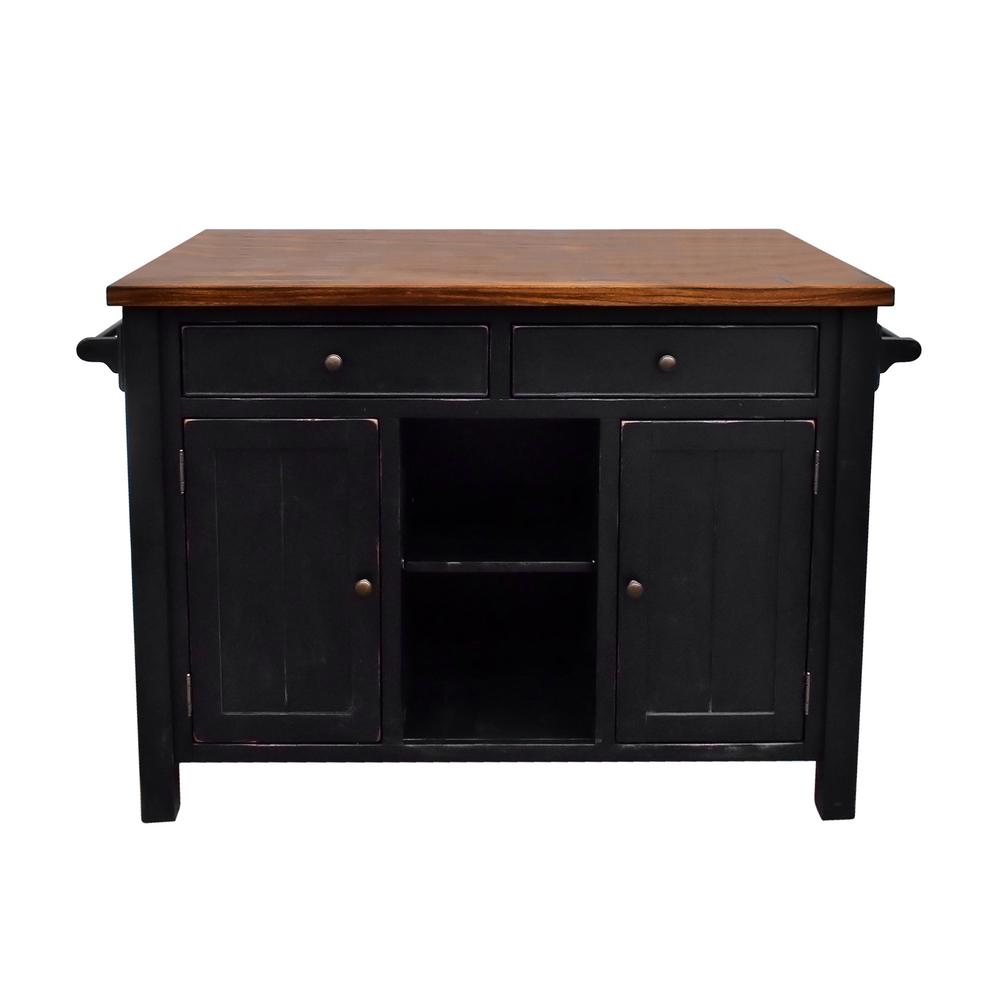 HOMESTYLES Nantucket Black Kitchen Island with Seating 5033-949 - The ...