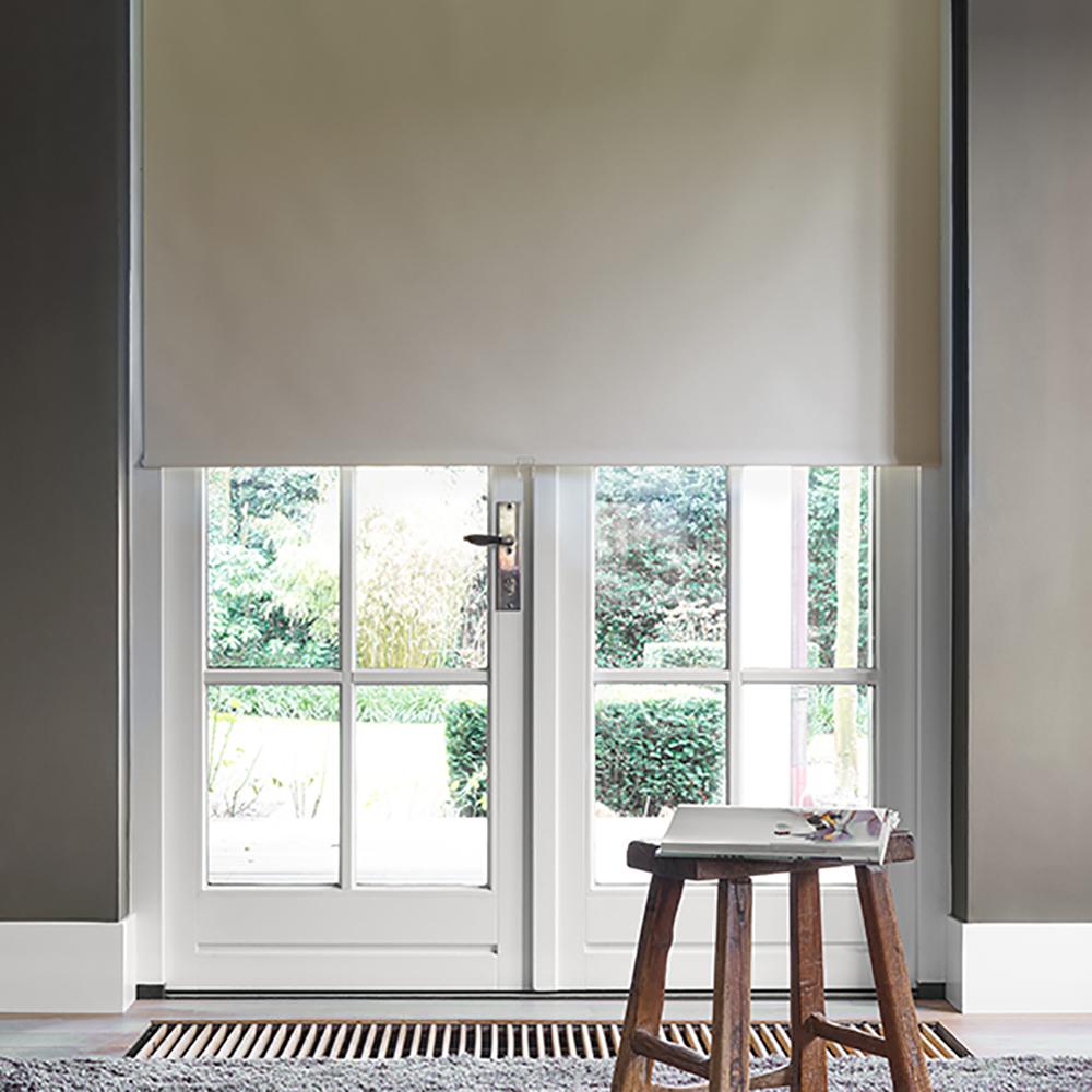 Cocoon Living CuttoWidth Beige Polyester Blackout Spring Roller Shade 70 in. W x 72 in. L