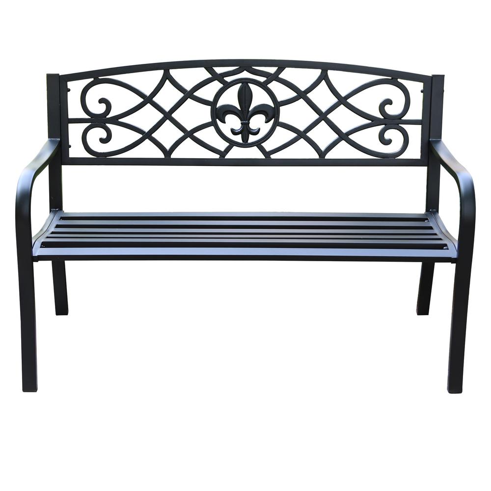 Maypex 51 in. Steel Outdoor Patio Porch Chair Loveseat Bench-300299 ...