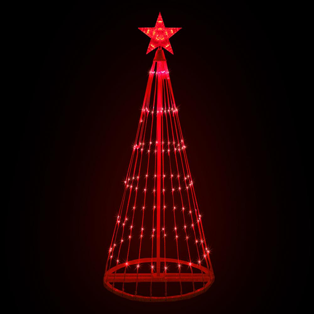 Kringle Traditions 48 in. Christmas Red LED Animated Lightshow Cone Tree with 154 Lights and ...