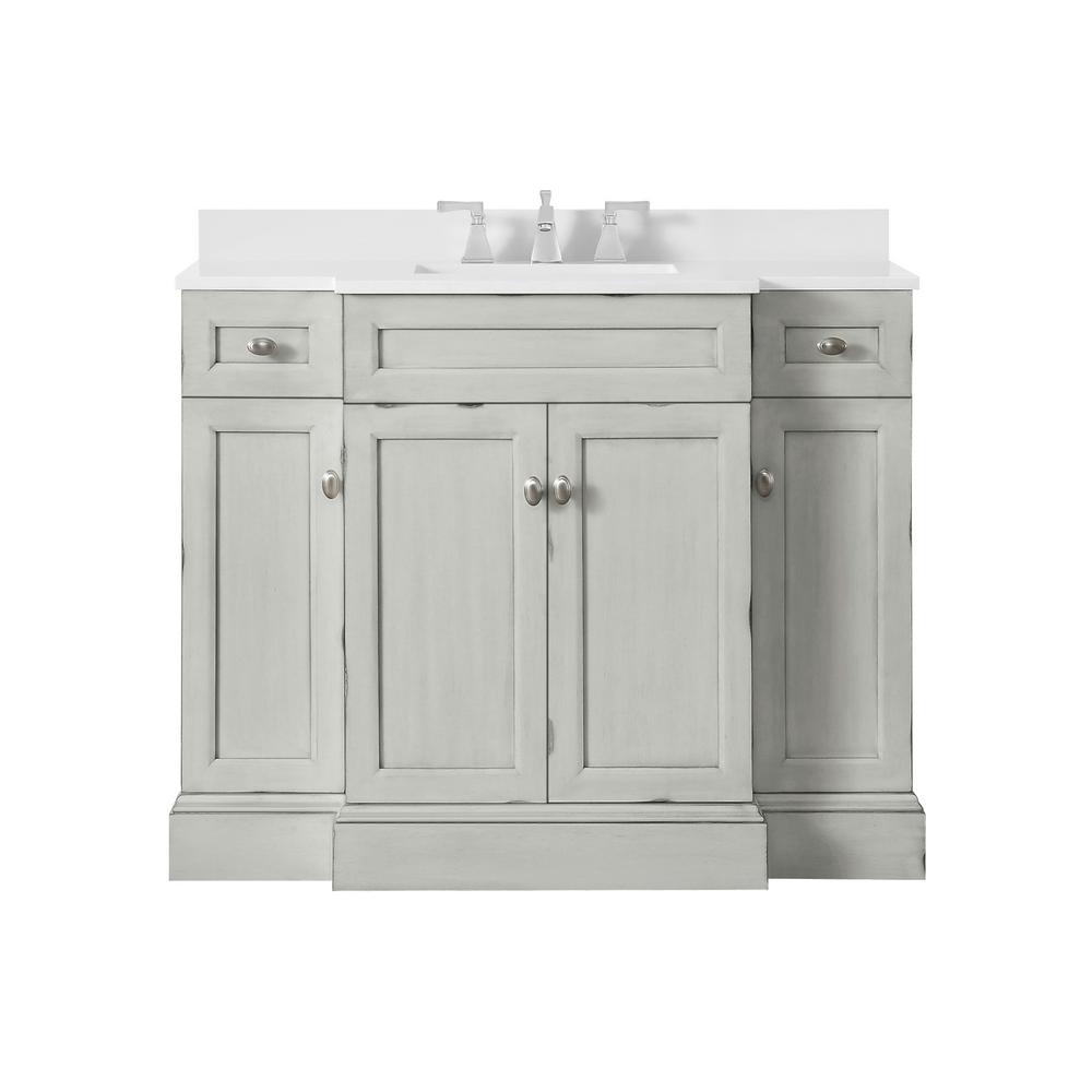 Home Decorators Collection Teagen 42 in. W Bath Vanity in Vintage Grey with Cultured Stone Vanity Top in White with White Basin