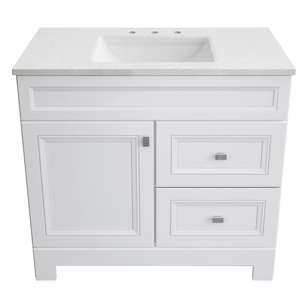Home Decorators Collection Sedgewood 36 1 2 In Configurable Bath Vanity White With Solid Surface Top Arctic Sink Pplnkwht36d The Depot - Home Depot Bathroom Vanities 2 Sinks