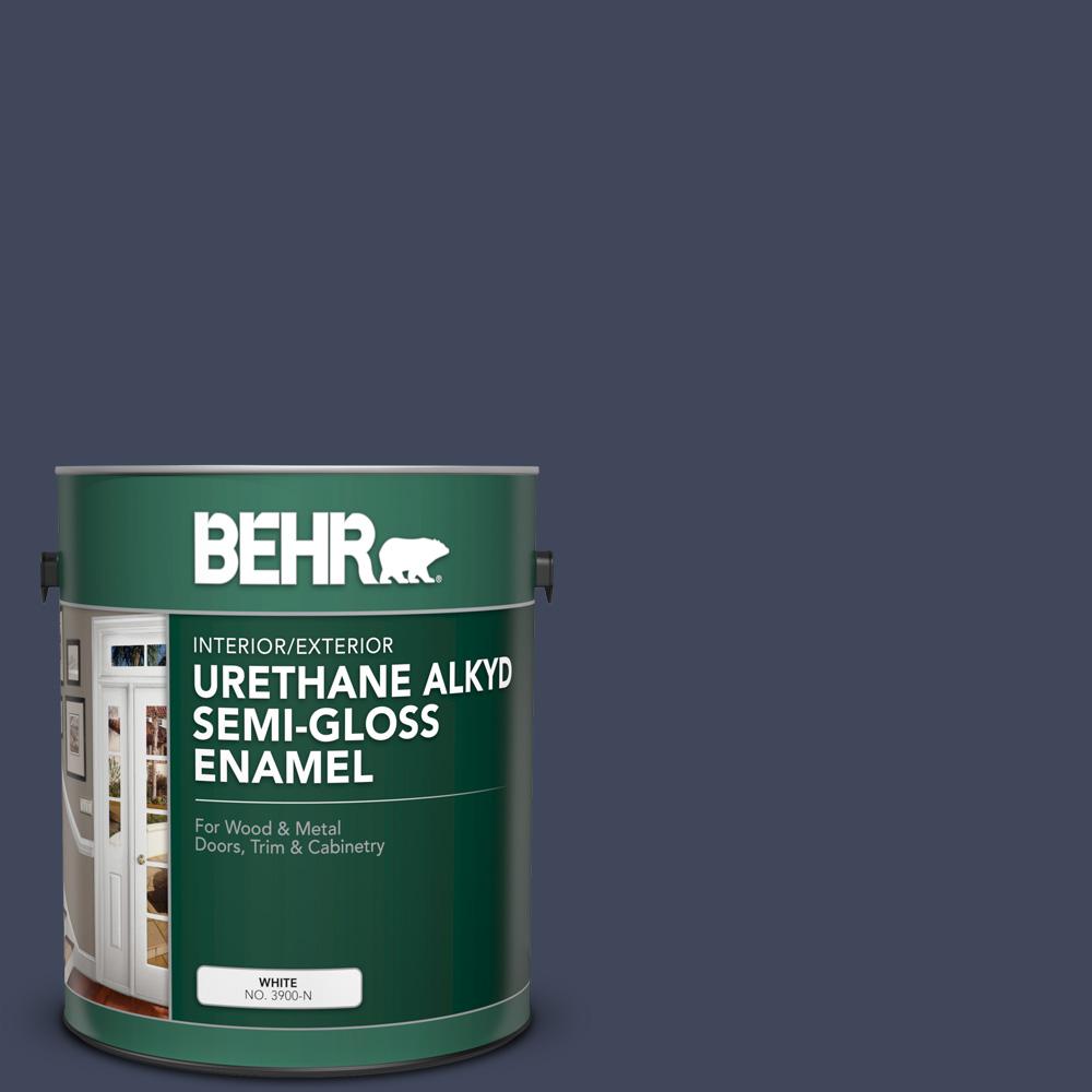 BEHR 1 gal. S5307 Dark Navy Urethane Alkyd SemiGloss Enamel Interior