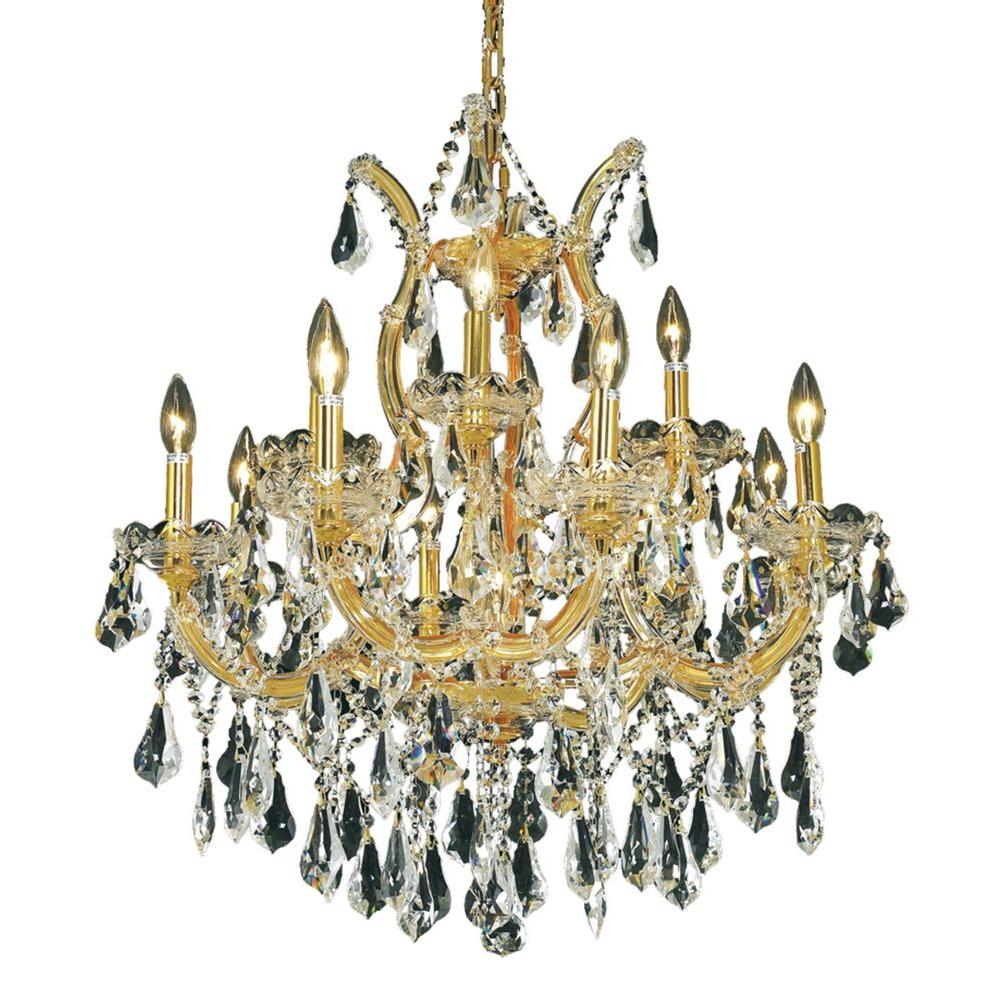 Elegant Lighting 8Light Gold Chandelier with Clear CrystalEL8031D19G