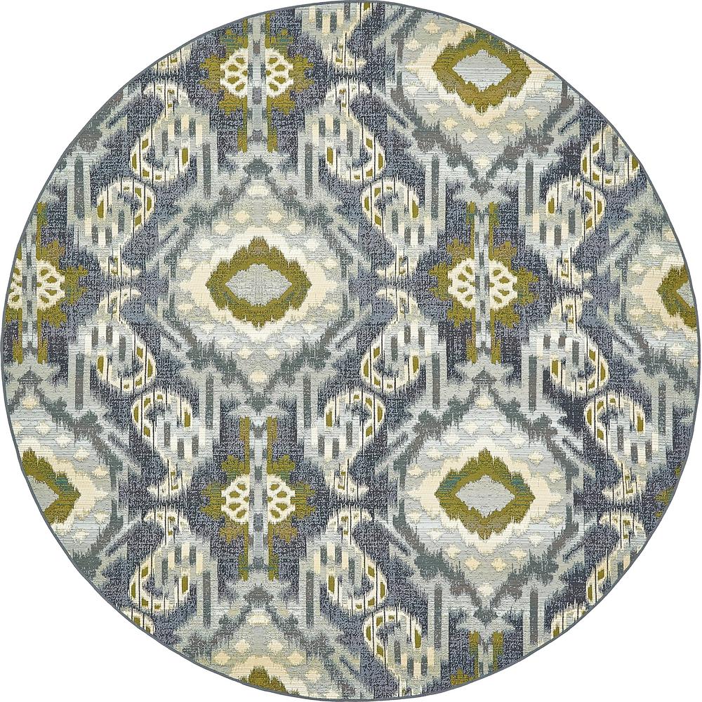 Unique Loom Eden Outdoor Blue 8 ft. x 8 ft. Round Area Rug3138448