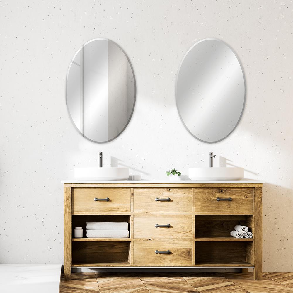 Glacier Bay 21 in. W x 31 in. H Frameless Oval Beveled Edge Bathroom
