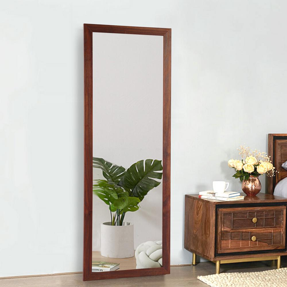 Rustic Wooden Wall Mounted Hanging Mirror With Hooks JJ01088AAHN4