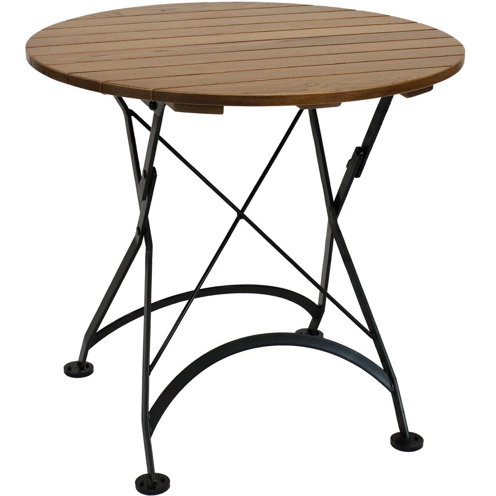 Sunnydaze Decor 32 In Brown Round Wood Folding Outdoor Bistro Table Dmr 806 The Home Depot