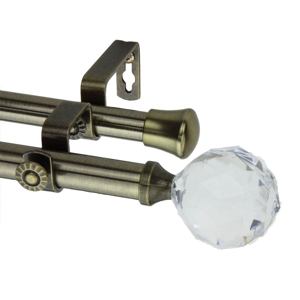 Rod Desyne 120 In 170 Telescoping Double Curtain Telescoping Double Curtain Rod In Antique Brass With Faceted Finial
