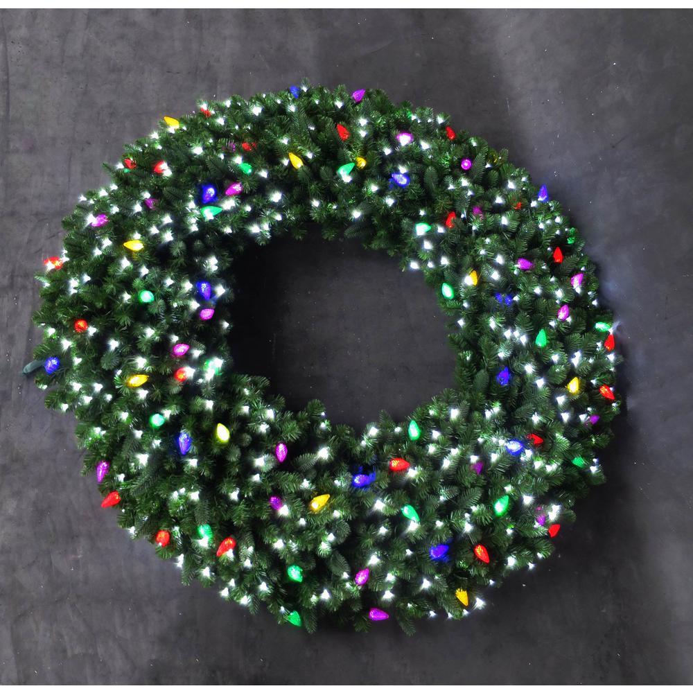 Puleo 42 In. Christmas Plastic Tubed Lighted Wreath With Glitter Bow ...