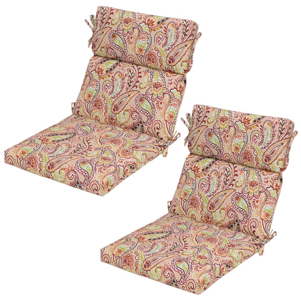Chili Paisley Outdoor Dining Chair Cushion (2-Pack)-8718-02229200 - The