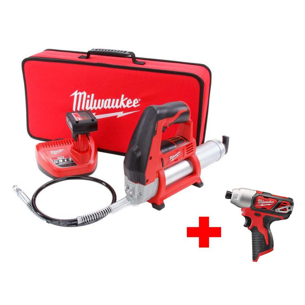Milwaukee M12 12-Volt Lithium-Ion Cordless Grease Gun XC Kit with Free M12... by Milwaukee