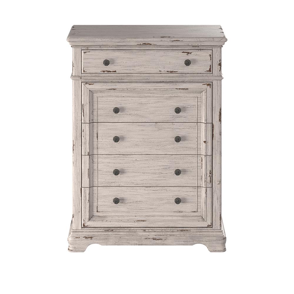 Unbranded Providence 5Drawer Antique White Chest 54.63 in. x 40 in. x
