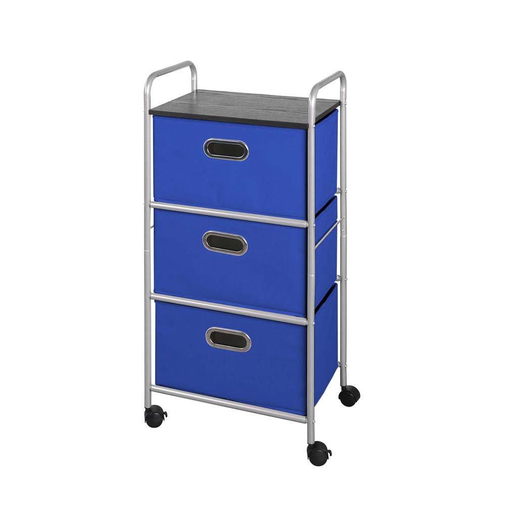 3 Drawer Cart with MDF Top Blue22011 The Home Depot