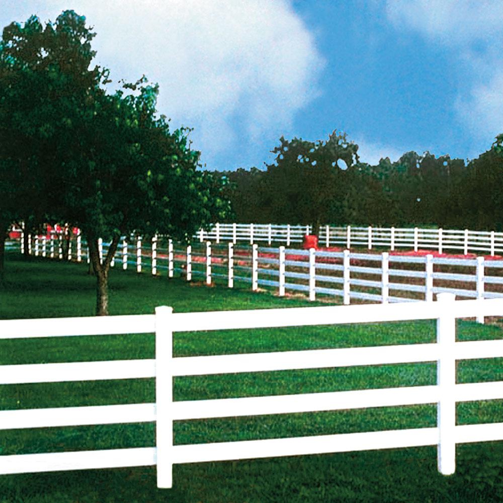 Veranda 5 In X 5 In X 8 Ft Vinyl White Ranch 4 Rail Corner Fence Post 200350 The Home Depot