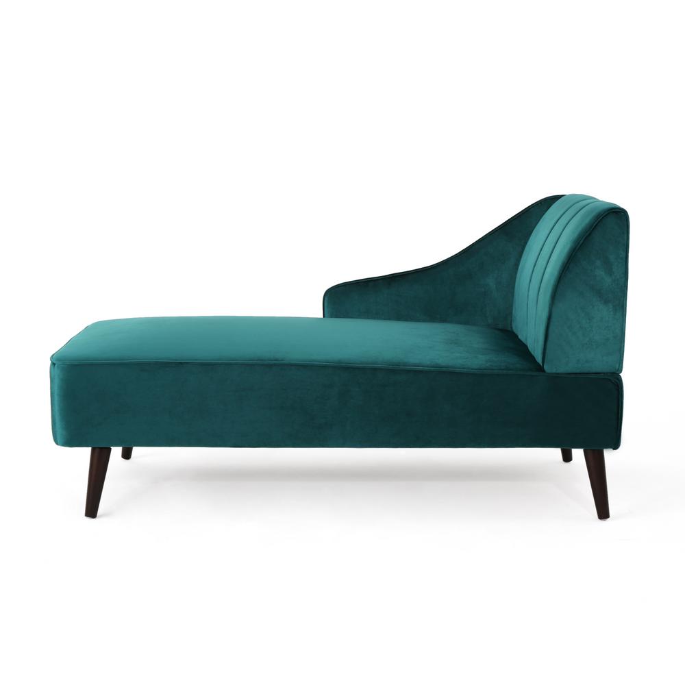 Noble House Auley Glam Teal Velvet Chaise Lounge 304537 The Home Depot   Teal Dark Walnut Noble House Chaise Lounges 304537 64 1000 