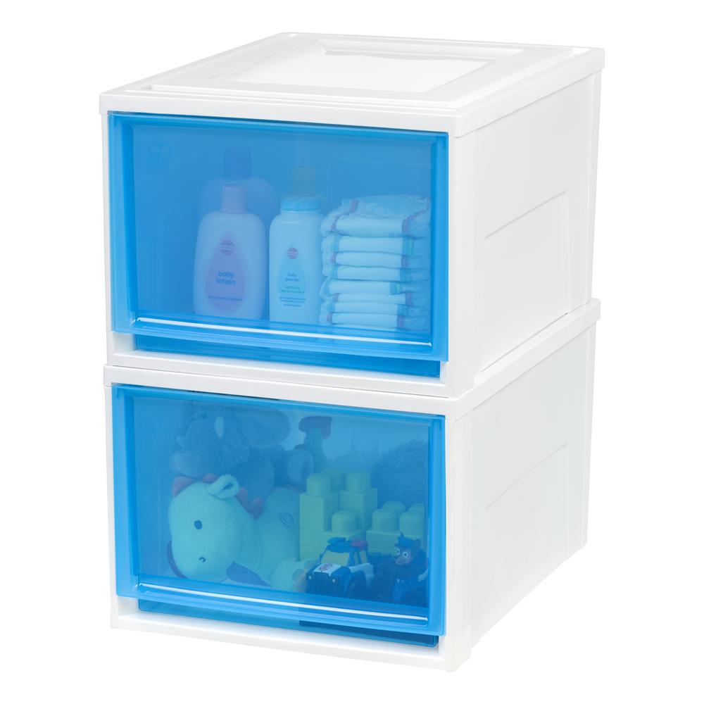 Iris 15 75 In X 11 5 In Deep Box Chest Drawer White With Blue