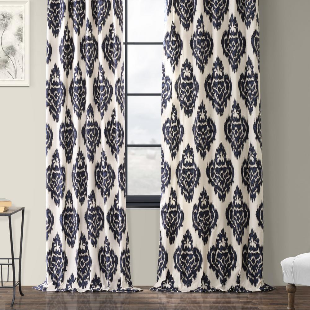 Exclusive Fabrics Furnishings Ikat Blue Room Darkening Printed