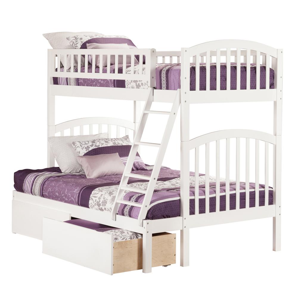 Atlantic Furniture Richland White Twin Over Full Bunk Bed With 2 Atlantic Furniture Richland White Twin Over Full Bunk Bed With 2 Urban Drawers Ab64242 The Home Depot