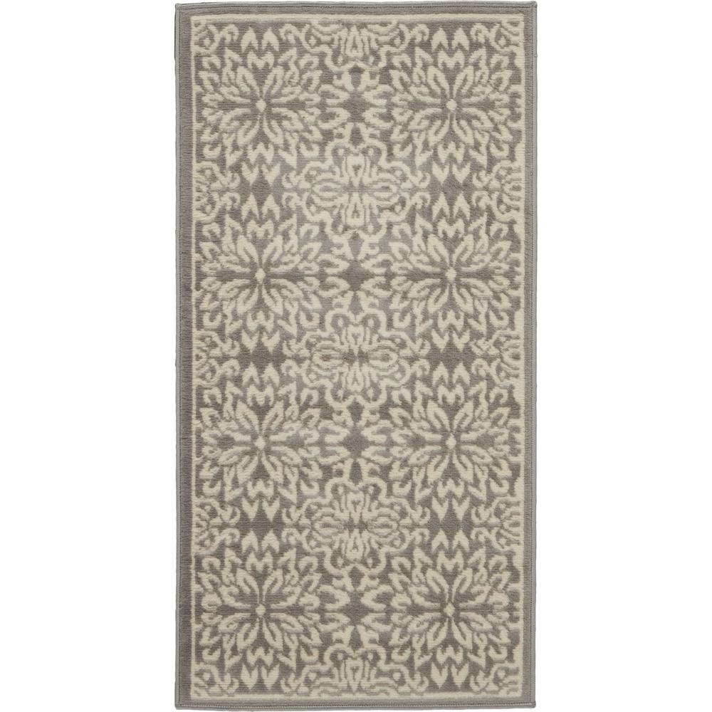 Photo 1 of Jubilant 2 ft. x 4 ft. Small Grey Floral Area Rug, CLean