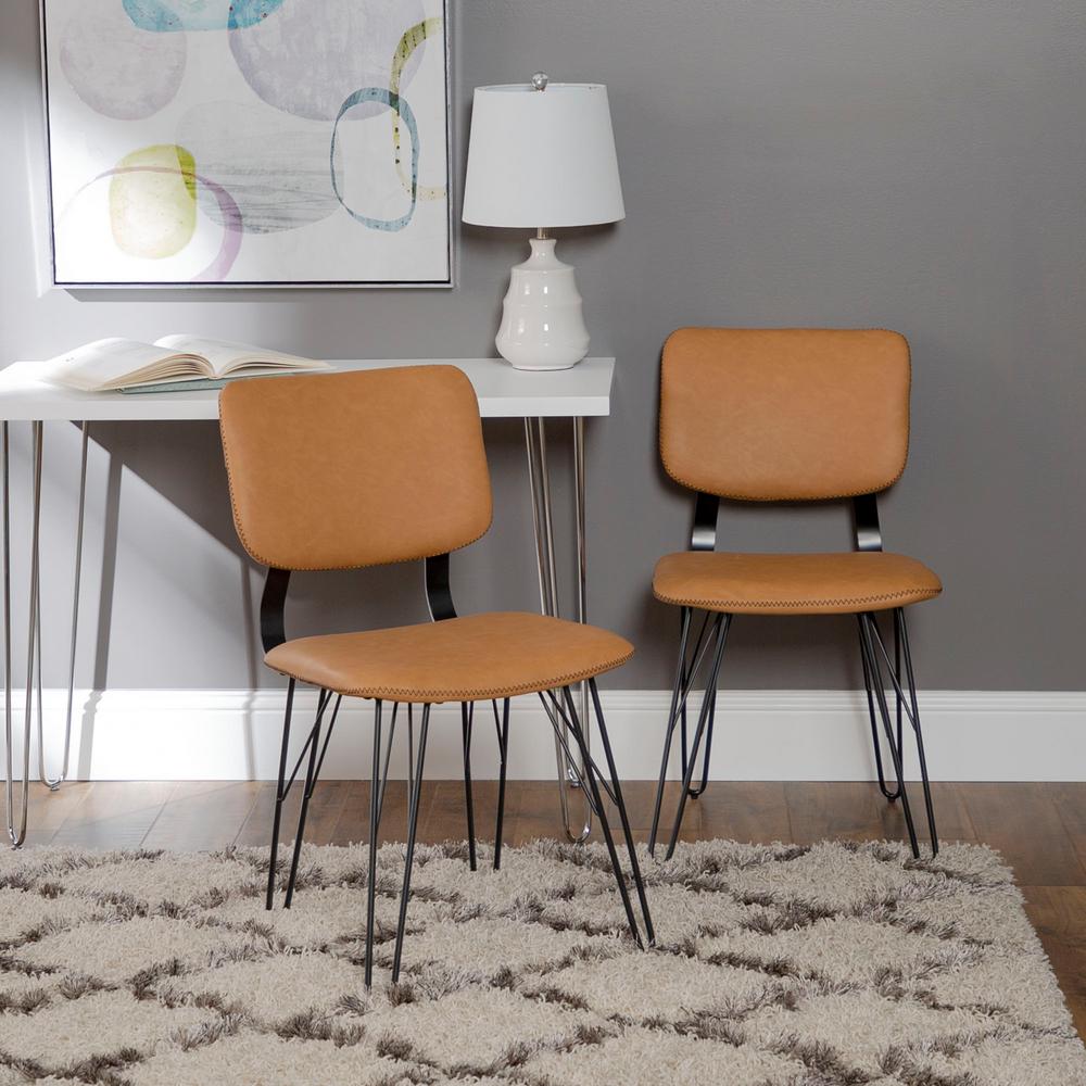 Walker Edison Furniture Company Flax Back Tan Accent Dining Chair Walker Edison Furniture Company Flax Back Tan Accent Dining Chair With Black Sching 2 Pack Hdhuphar2ptn The Home Depot